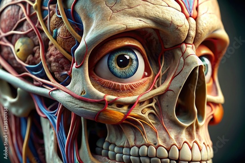 Human Skull Orbit Anatomy: Detailed Diagram of Eye Socket Bones & Cranial Cavity photo