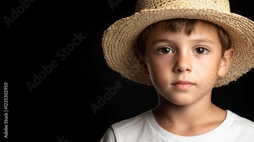 Un niño alegre y vibrante, con una gran sonrisa y expresión animada, está tomando una pose con su sombrero vaquero, sumergido en su alegría.