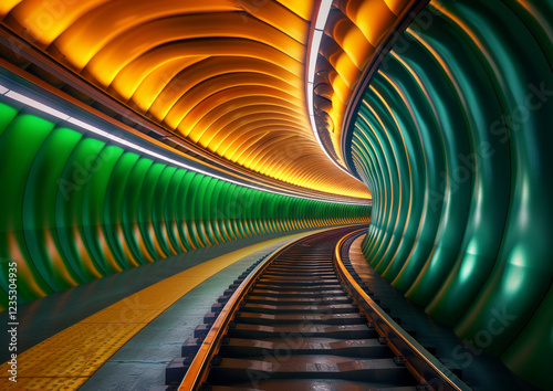 Surreal Subway Background with Distorted Perspective - Ideal for Graphic Design Projects and Surreal Art