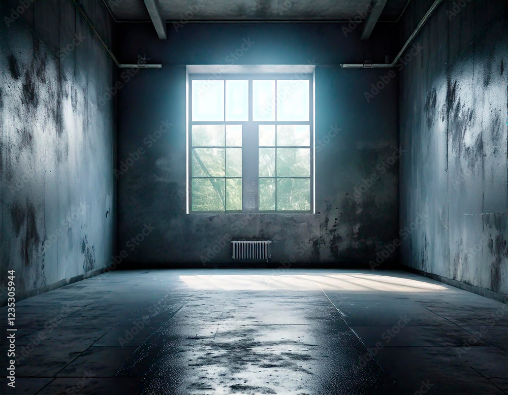 room with concrete walls and window, renovation room with concrete walls and window, renovation