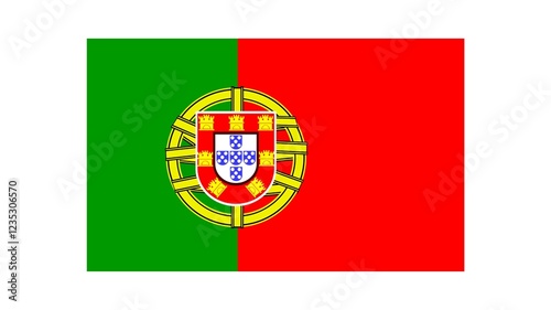 Portugal national flag isolated on white background. Portuguese republic is a country in the Iberian peninsula in southwestern Europe.