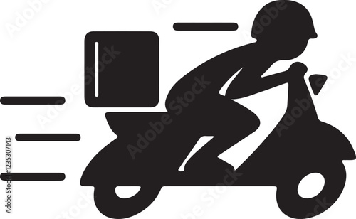 Illustration of a courier delivering a package at high speed