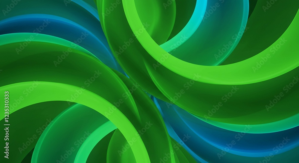 Fototapeta premium Abstract Green and Teal Swirling Curves Background Design Modern Dynamic Wallpaper