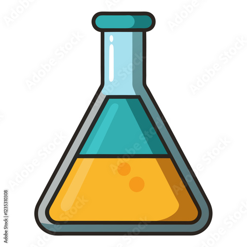 Erlenmeyer Flask Laboratory Research Vector | Clipart, Cartoon, Line Art Illustration, Erlenmeyer flask lab research vector illustration, perfect for science clipart, cartoons, and line art.