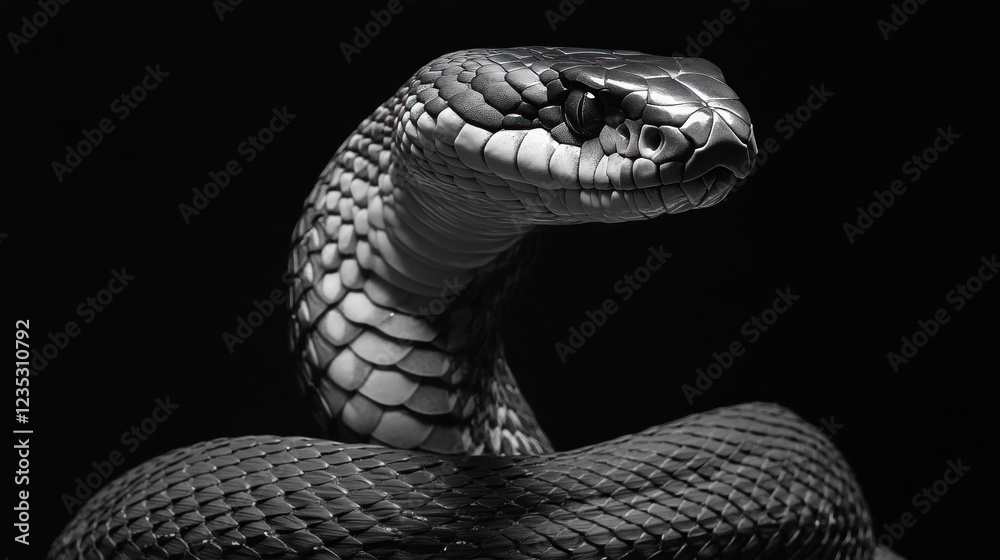 Fototapeta premium A Monochrome Portrait of a Majestic Snake
