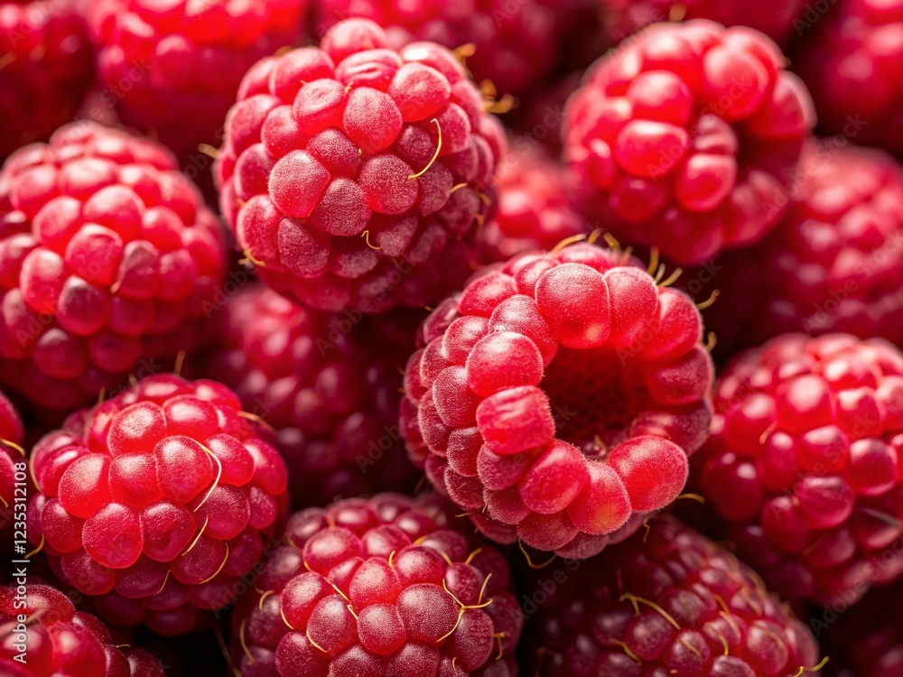 Macro Photography of Vibrant Raspberries Capturing Intricate Details Macro Photography of Vibrant Raspberries Capturing Intricate Details