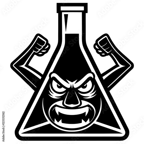 Erlenmeyer Flask Laboratory Research Vector | Clipart, Cartoon, Line Art Illustration, Erlenmeyer flask lab research vector illustration, perfect for science clipart, cartoons, and line art.