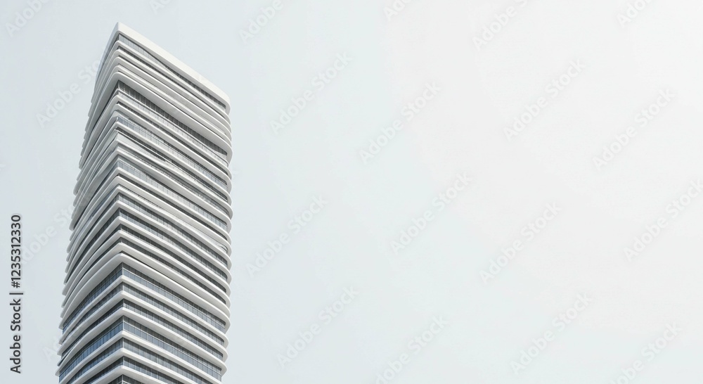 Fototapeta premium Modern Architecture Sleek White High Rise Building Exterior Design