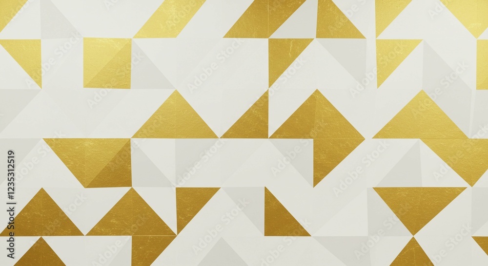 Fototapeta premium Abstract Geometric Gold and White Triangle Pattern Background Texture