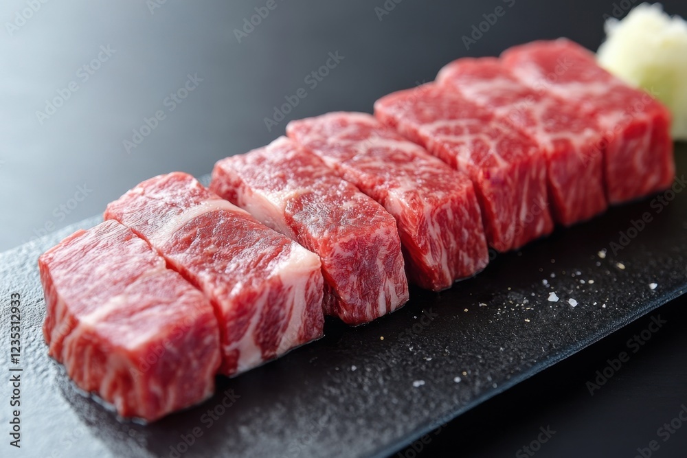 Raw beef cubes ready for grilling preparation Raw beef cubes ready for grilling preparation