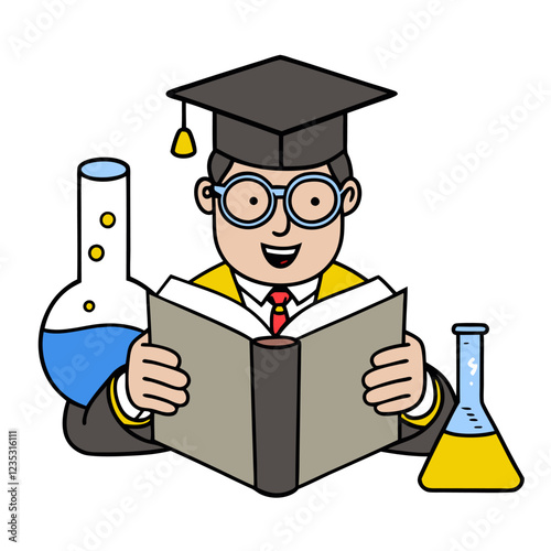 Graduated Cylinder Laboratory Research Vector | Clipart, Line Art & Cartoon Illustration, Graduated cylinder laboratory research vector illustration in clipart, line art, and cartoon styles.