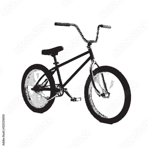BMX bike 1980s and 1990s vintage halftone grunge vector design element