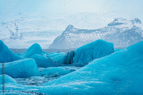Glacier Ice Iceberg on ice lagoon Iceland
