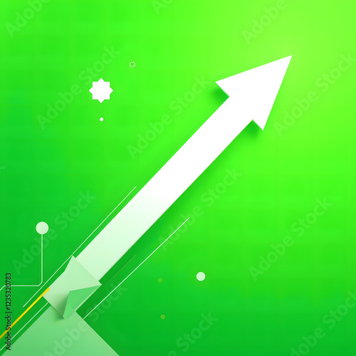 A 3D arrow on a business graph indicates financial growth and market success photo