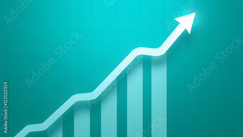 A 3D arrow on a business graph indicates financial growth and market success photo