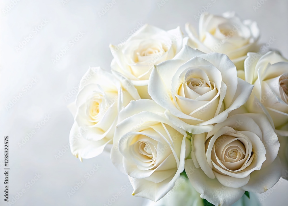 Minimalist White Valentine's Day Roses Bouquet - Abstract Floral Background Stock Photo Minimalist White Valentine's Day Roses Bouquet - Abstract Floral Background Stock Photo