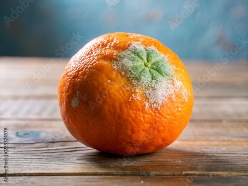 Moldy Orange on Table with Copy Space photo