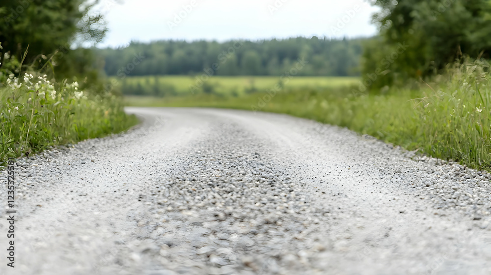 Winding gravel road through green countryside Winding gravel road through green countryside