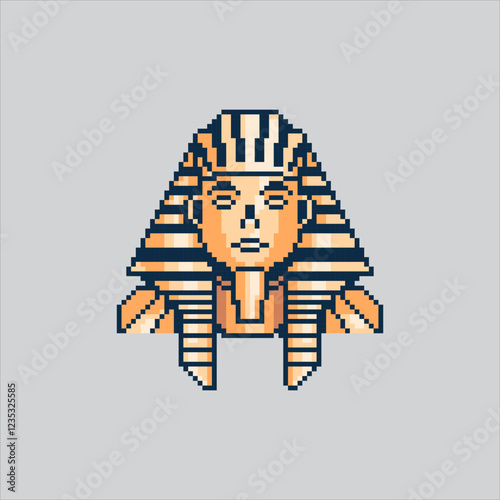 Pixel art illustration Pharaoh Statue. Pixelated Egyptian Pharaoh. Egypt Pharaoh Statue Icon pixelated for the pixel art game and icon for website and video game. old school retro.