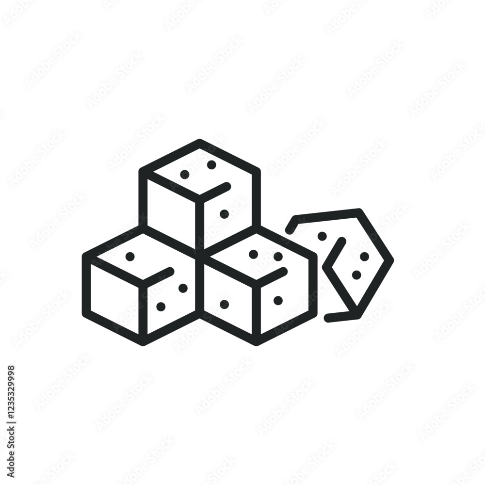 Fototapeta premium Sugar thin line icons. Editable stroke and Perfect pixel on transparent background
