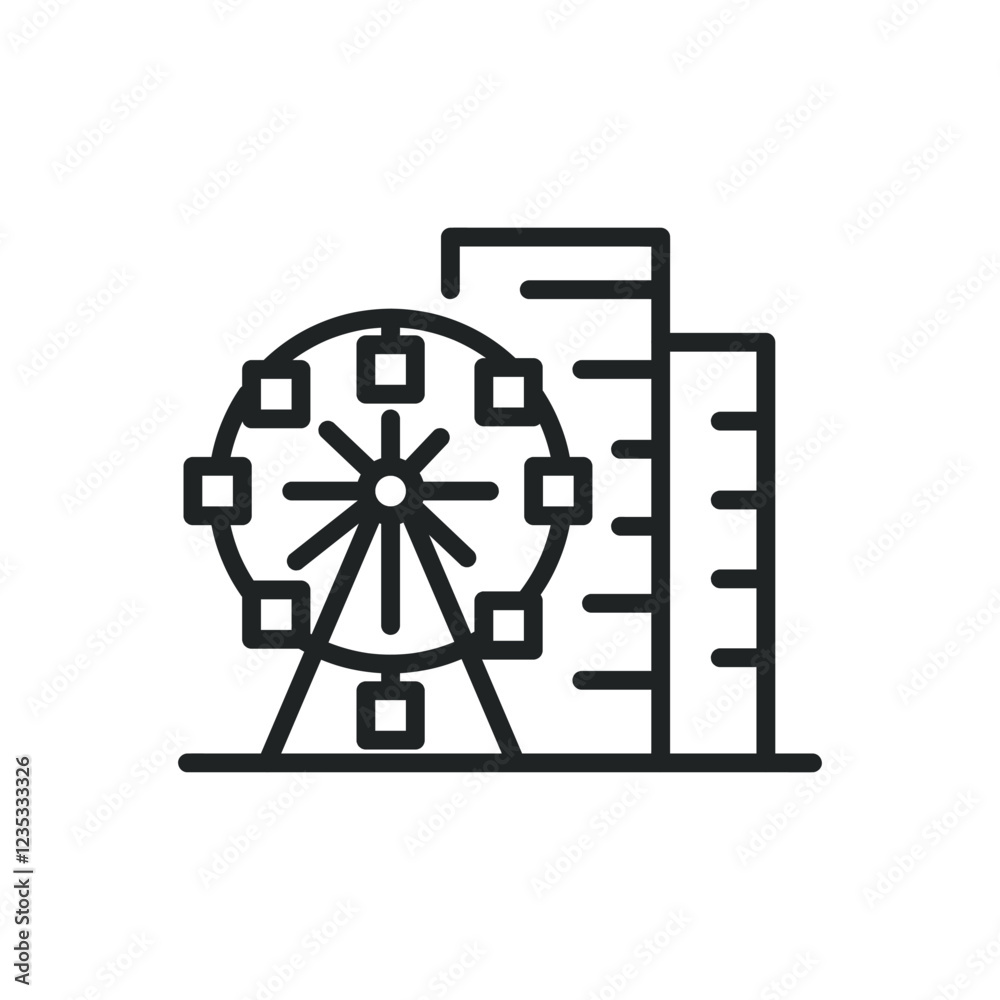Downtown building thin line icons. Editable stroke and Perfect pixel on transparent background Downtown building thin line icons. Editable stroke and Perfect pixel on transparent background