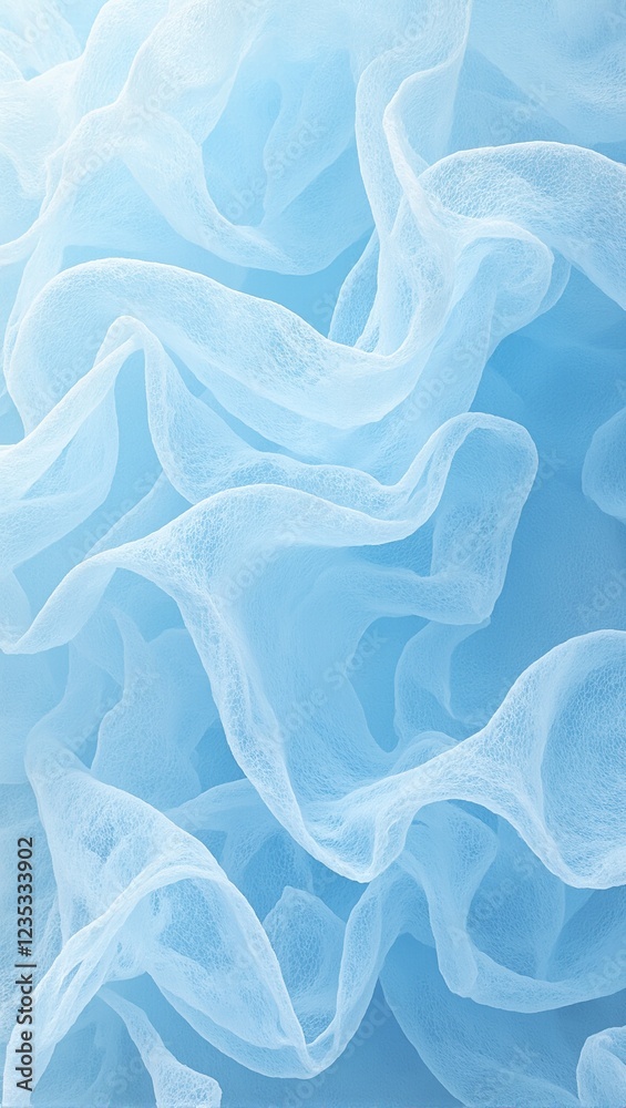 Obraz premium Ethereal icy blue organza fabric folds