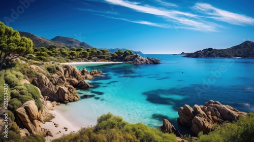 stunning turquoise beach in corsica france photo