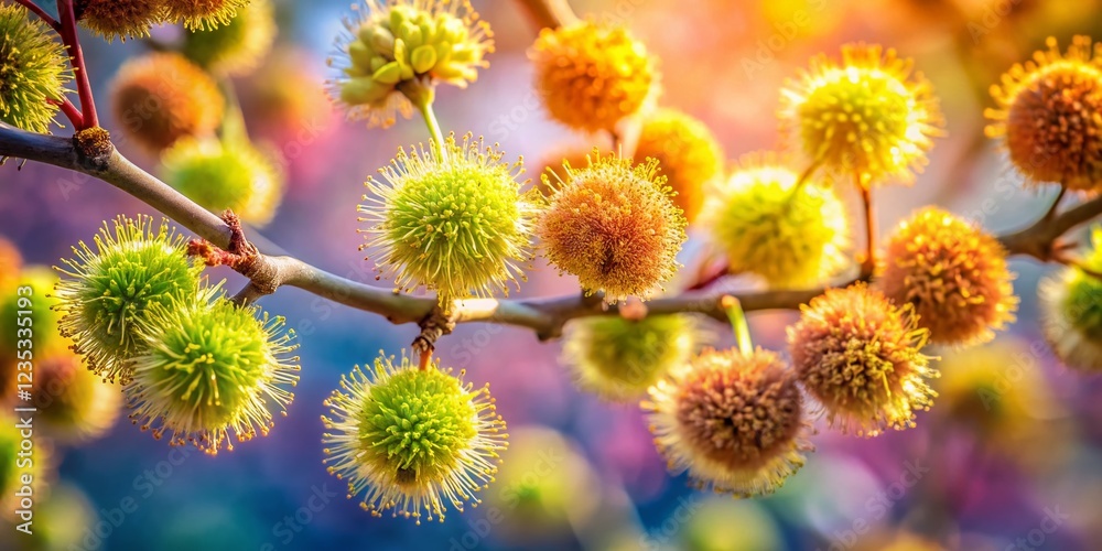 Plane Tree Flowers: High-Resolution Macro Stock Photo of Spring Blossoms