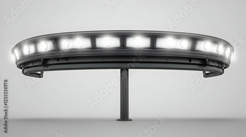 Curved LED Lighting Fixture 3D Render, Modern Outdoor Illumination Design