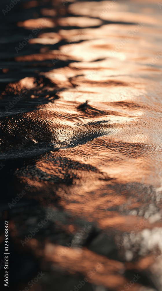 Golden sunset reflection on rippling water surface Golden sunset reflection on rippling water surface