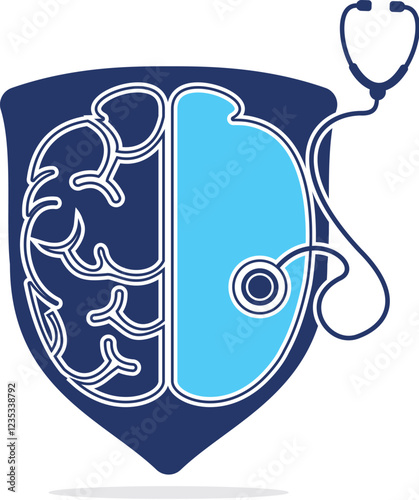 Brain and stethoscope vector logo design. Neurology concept logo design.