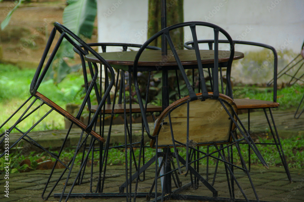 aesthetic appearance of cafe seating during the day, outdoor cafe concept aesthetic appearance of cafe seating during the day, outdoor cafe concept
