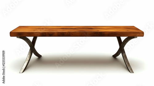 3D Render of Rustic Wooden Table with Metal Legs -  Industrial Design Furniture