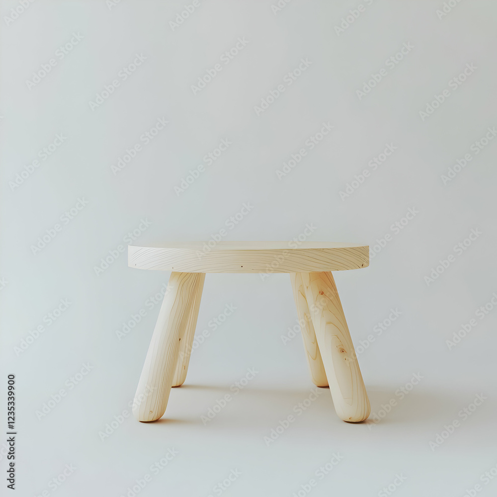 Minimalist 3D Render of a Light Wooden Stool for Kids Room Decor Minimalist 3D Render of a Light Wooden Stool for Kids Room Decor