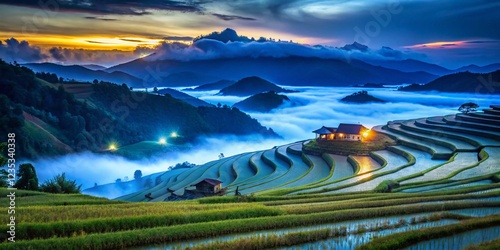 Rice Terraces at Ban Pa Pong Pieng in Mae Chaem, Chiang Mai, Thailand photo