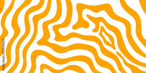 Abstract horizontal background with colorful waves. Orange Trendy vector illustration in style retro 60s, 70s