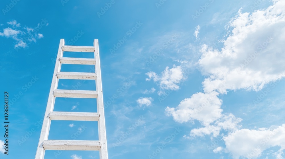 White ladder reaching a bright sky. Success concept White ladder reaching a bright sky. Success concept