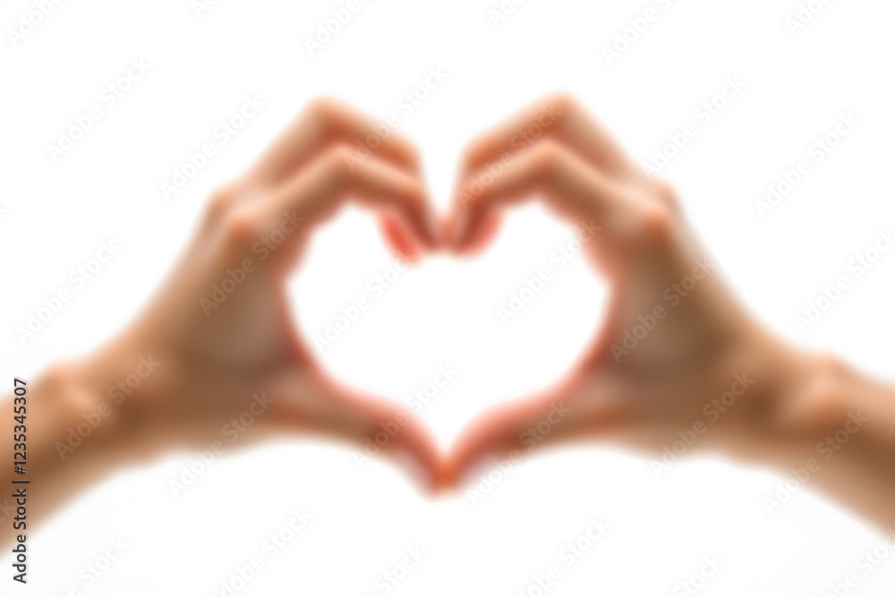 Obraz premium Blurry Heart-shaped hands holding love symbol