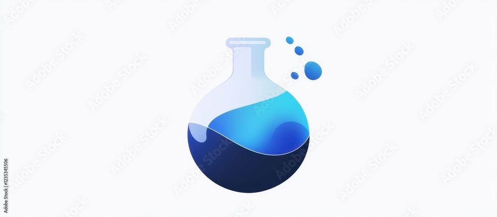 Science Flask with Blue Liquid, Bubbling Potion, Lab Experiment, Chemistry Icon Science Flask with Blue Liquid, Bubbling Potion, Lab Experiment, Chemistry Icon