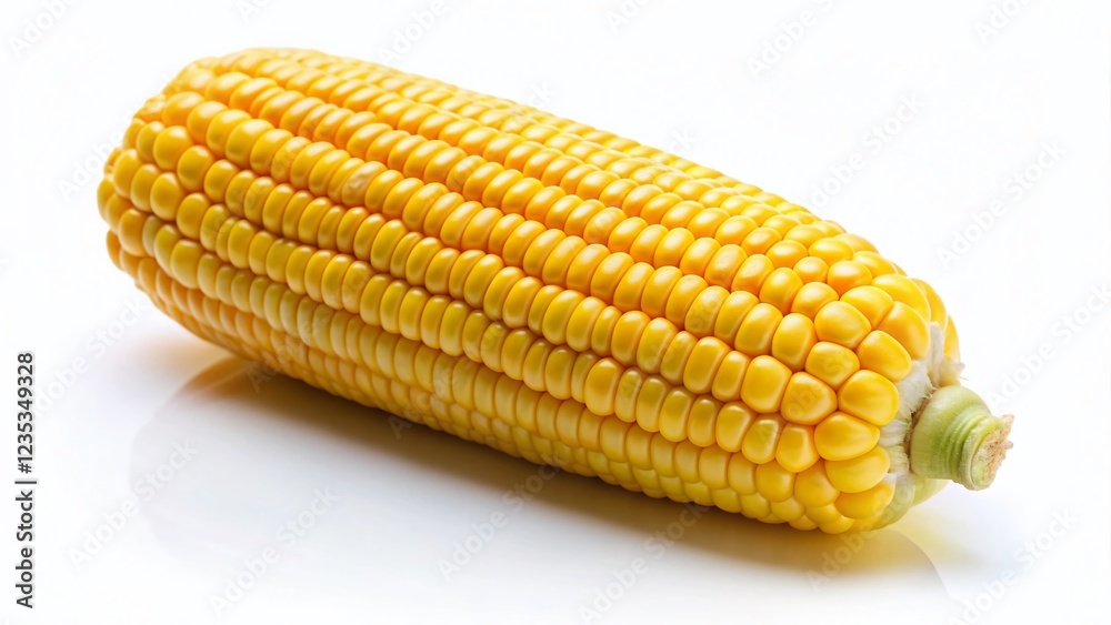 Single Ear of Corn Isolated on White Background - Minimalist Stock Photo Single Ear of Corn Isolated on White Background - Minimalist Stock Photo