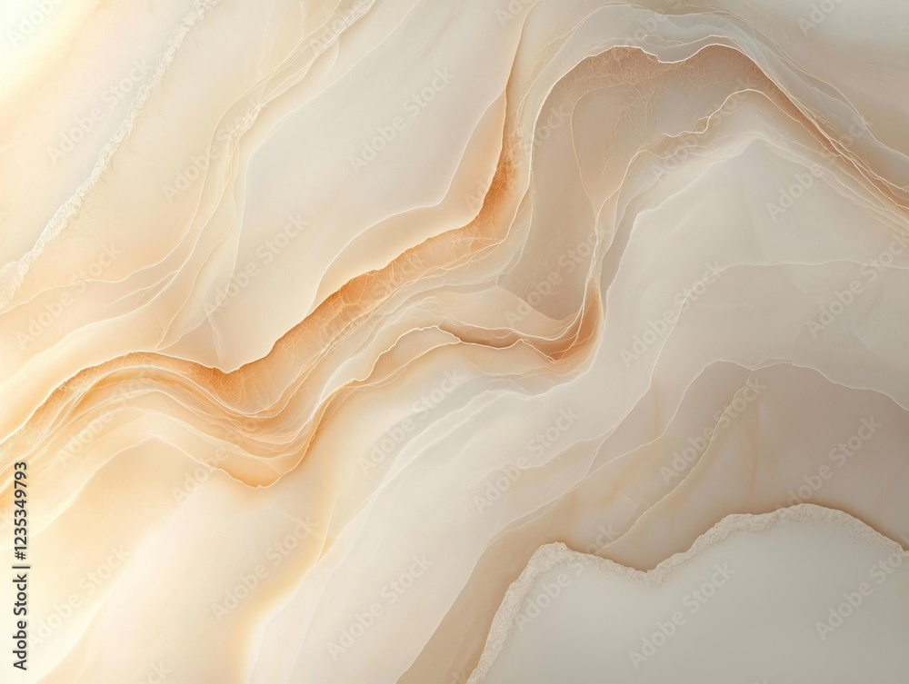Obraz premium Warm ivory and caramel marble texture with delicate layered veining