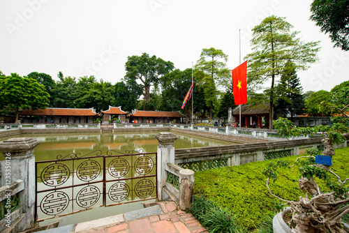 Hanoi - Vietnam. December 03, 2015. Temple of Literature. Top choice Confucian Temple in Hanoi.A rare example of well-preserved traditional Vietnamese architecture, the Temple of Literature honours 