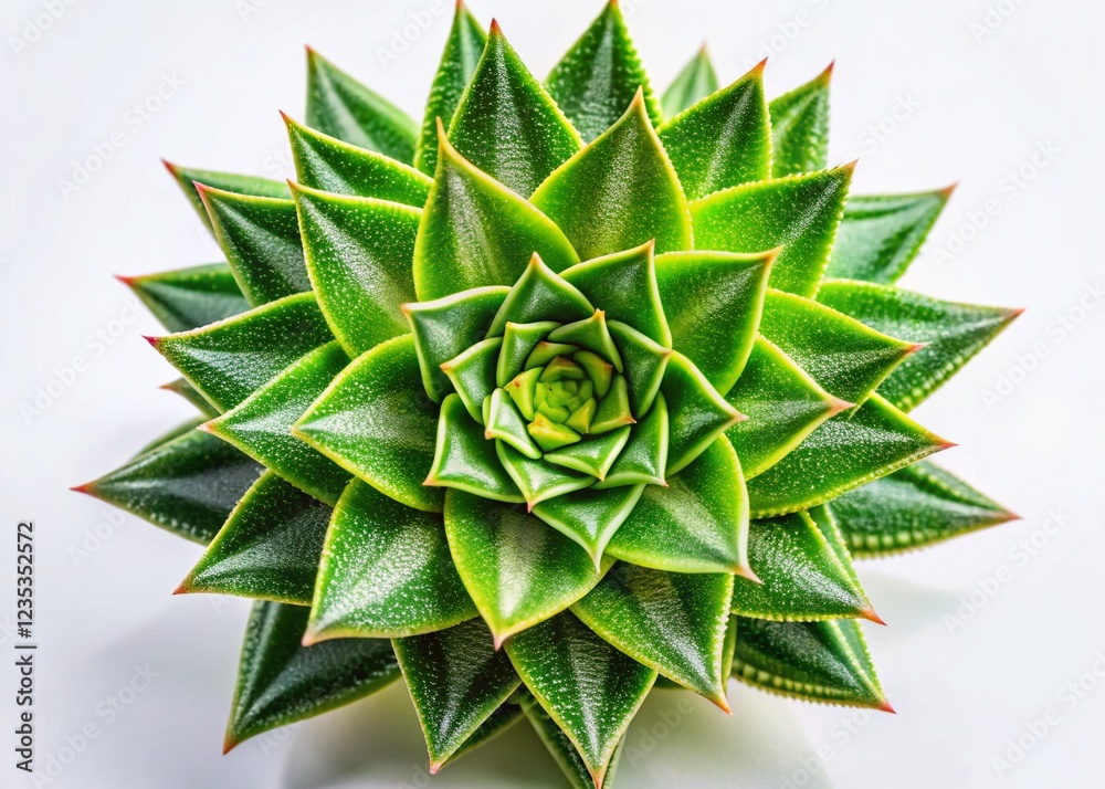 Starburst Succulent: Vibrant Green Striped Plant with Unique Texture on Plain Background Starburst Succulent: Vibrant Green Striped Plant with Unique Texture on Plain Background