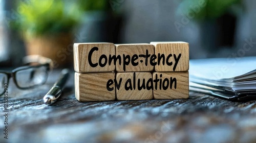Competency evaluation shown on wooden blocks