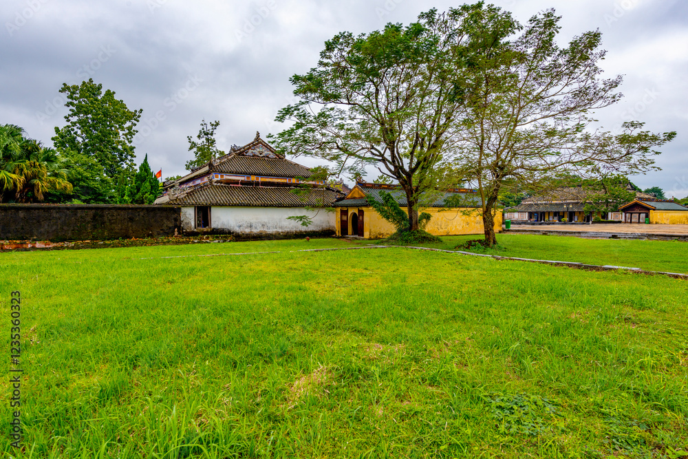 Obraz premium Hue - Vietnam. December 08, 2015. Imperial Enclosure Top choice historic site in Hue, Vietnam. Dai Noi Palace Complex of Hue Monuments. The place that leads to the palaces of kings, is the official 
