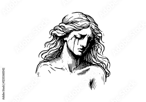 Greek Goddess Aphrodite hand drawn sketch vector