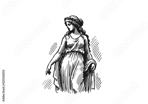 Greek Goddess Aphrodite hand drawn sketch vector