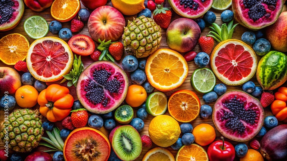 Vibrant Fruit Pattern: A Colorful Still Life Documentary Photography Vibrant Fruit Pattern: A Colorful Still Life Documentary Photography