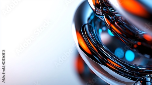 Abstract Futuristic Metallic Design with Orange and Blue Glows