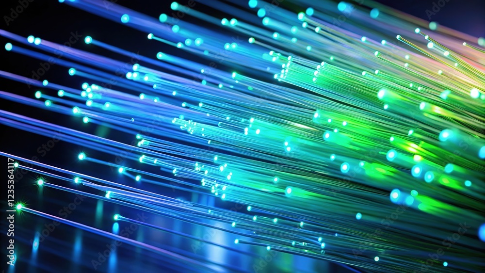 Glowing Fiber Optic Cables Transmitting High-Speed Data Glowing Fiber Optic Cables Transmitting High-Speed Data